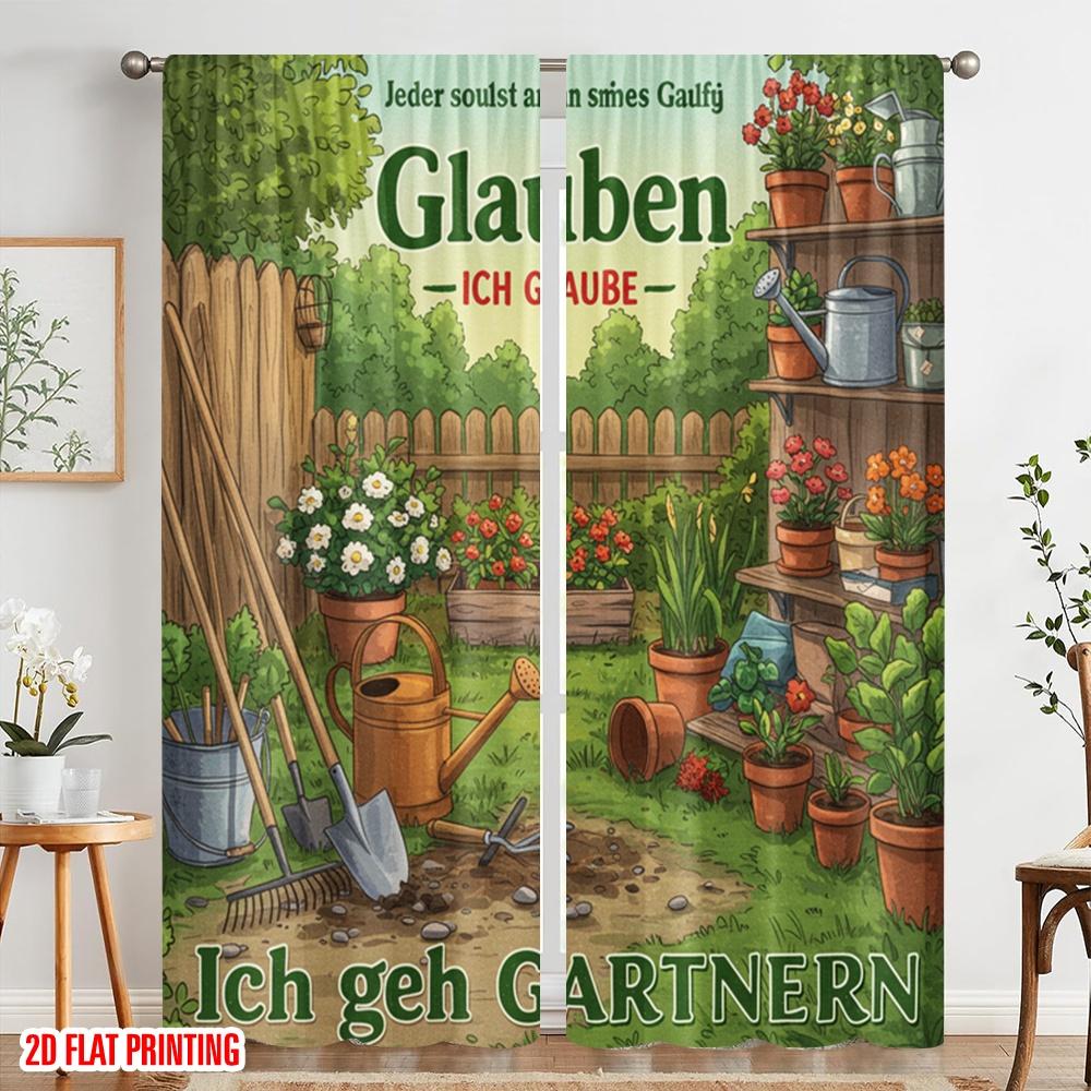 2 Stück 2D Flachdruck Vorhänge Believe Garten Hof Polyester Ohne Strom Saisonal Party- & Feiertagsdeko Perfekt für Neu