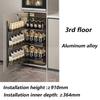 Metal Rack Storage Tools Holders Kitchen Cutlery Organizer Shelf Multifunctional Sliding Rack Creative Rotary Seasoning Door