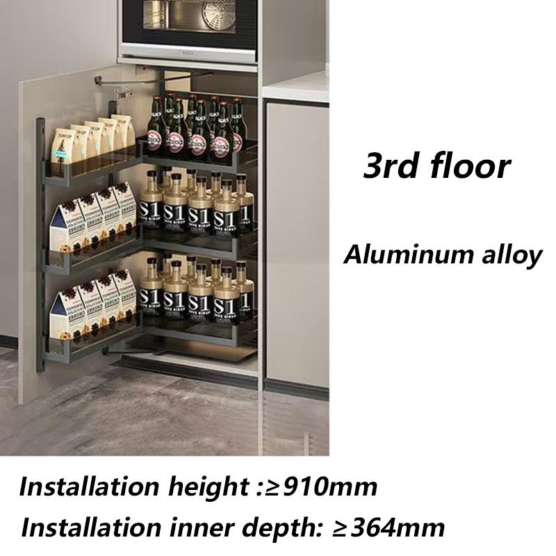 Metal Rack Storage Tools Holders Kitchen Cutlery Organizer Shelf Multifunctional Sliding Rack Creative Rotary Seasoning Door