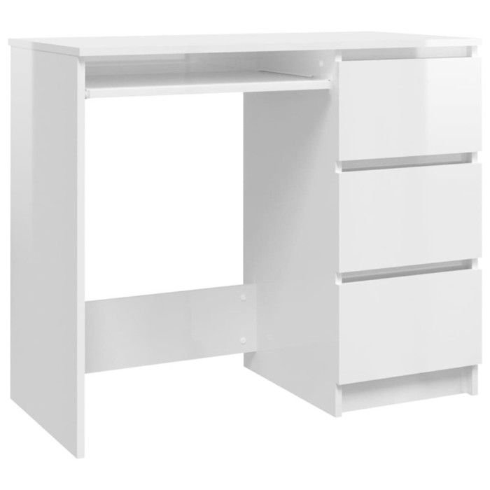 VidaXL Bureau Blanc brillant 90x45x76 cm Aggloméré