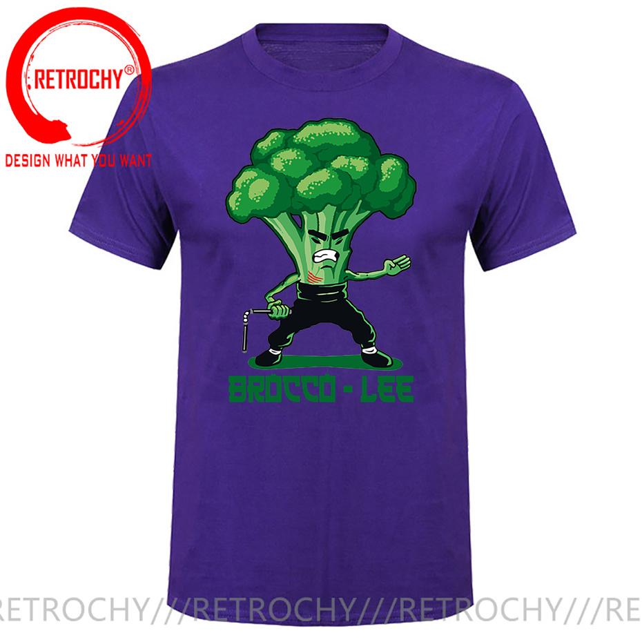 New Anime Brocco Lee T shirt Unisex Funny Vegetable with Nunchucks Tshirt Parody Kung Fu Brucee Lee T shirt Jeet Kune Do tee shirt