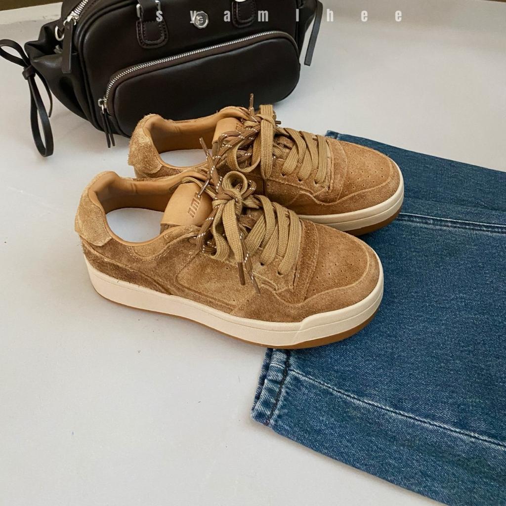 2025 New Leather Thick-soled Retro German Training Shoes Women's Flat-soled Versatile Casual Fashion Comfortable Sports and Leisure Board Shoes