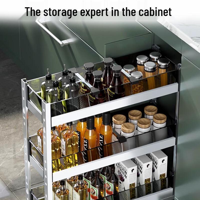 Modern 3-Layer Glass Pull-Out Spice Rack