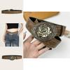 Trendy Punk Style Leather Waist Belt With Retro Studs For Casual Outfits