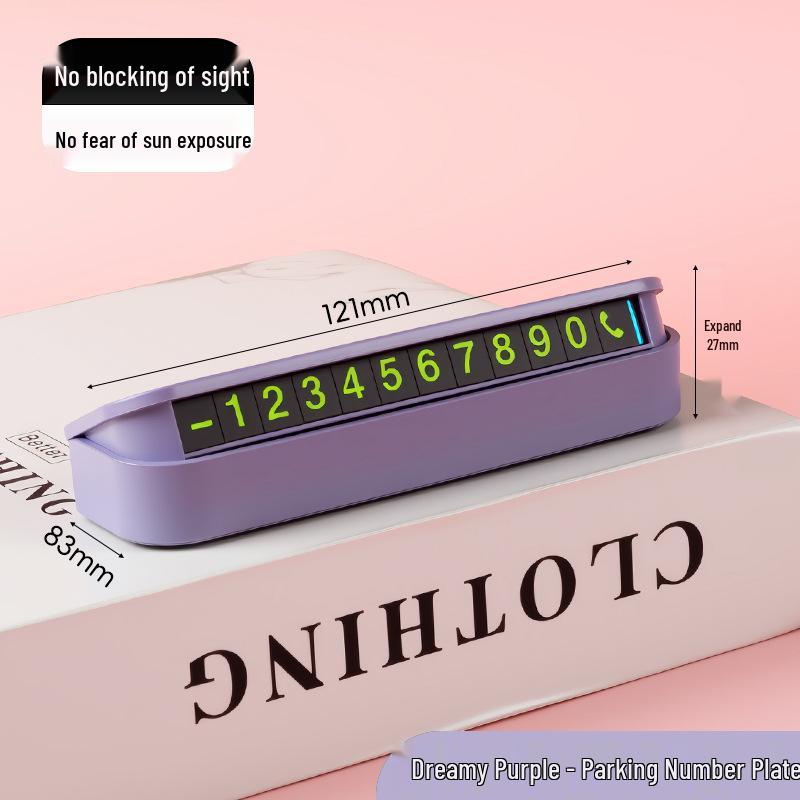 Světelná kovová značka pro dočasné parkování a skrytá poznávací značka auta