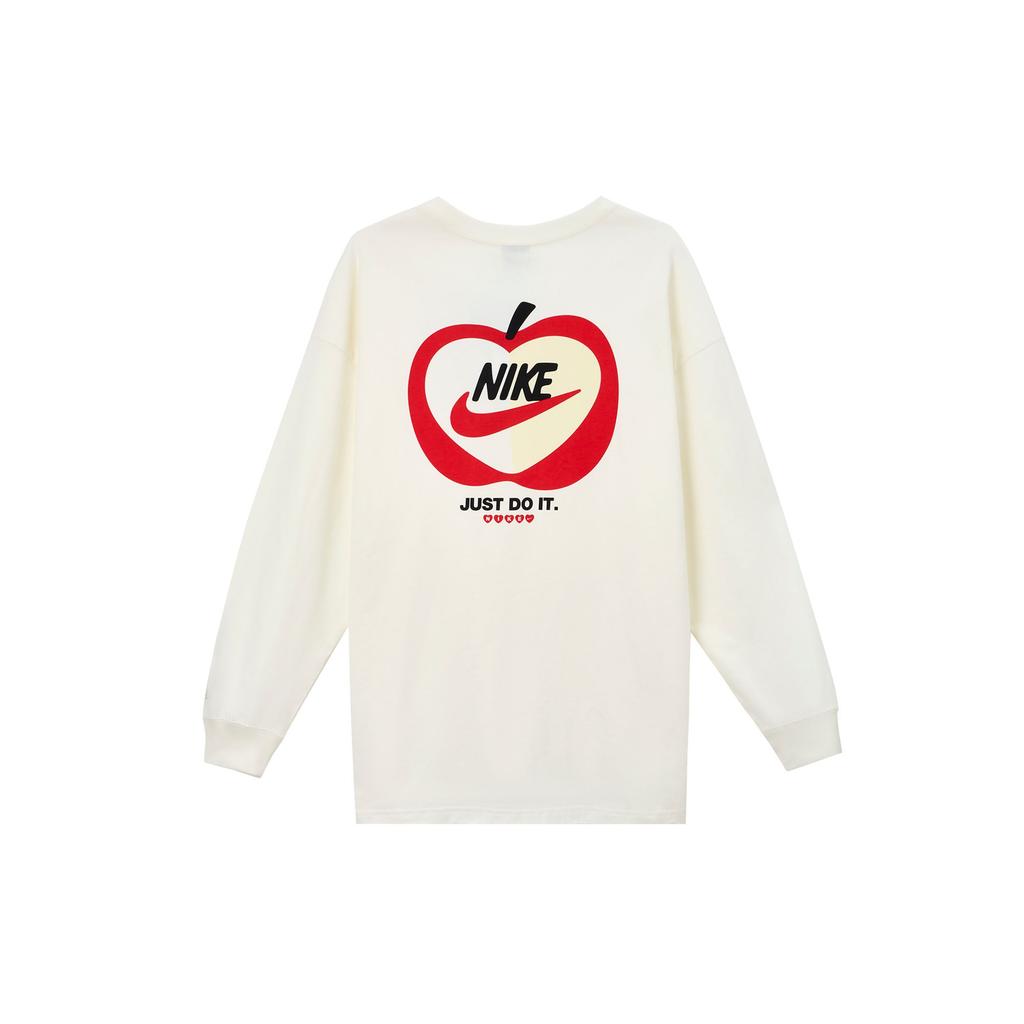 Nike Sportswear Logo Loose Fit Long Sleeve Drop Shoulder T-Shirt Women Tops Sail-White IB1670133