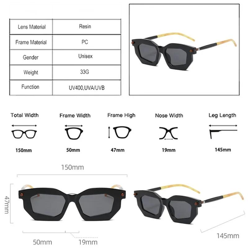  Polygon Women Double Color Sunglasses Fashion Clear Lens Glasses Frame Men Punk Rivets Unique Sun Glasses UV400