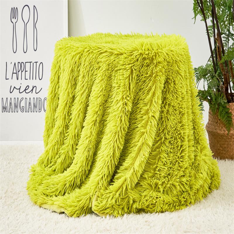 Solid Color Mink Fur Blanket Long Pile Tie-Dye Blanket for Sofa Bed Long Plush Bedspread Bed Cover Birthday Christmas Gift