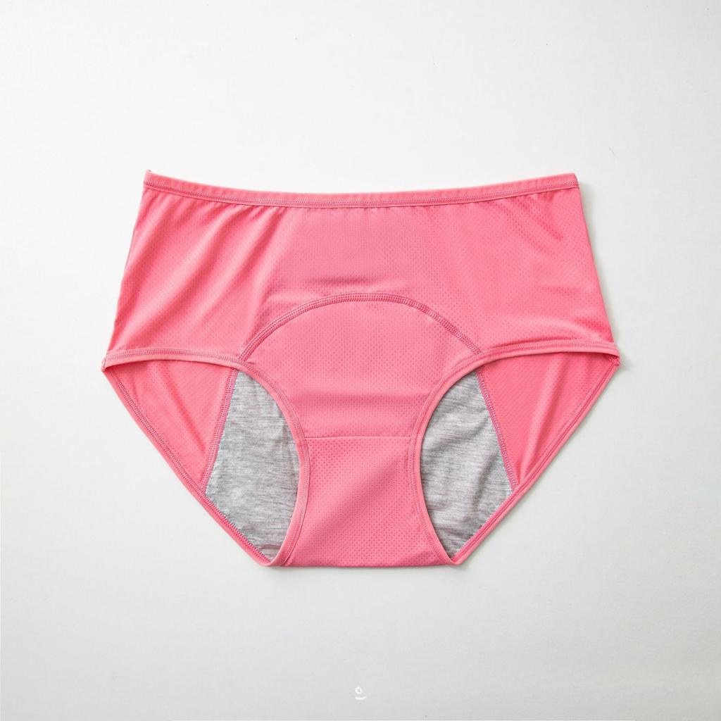 Plus Size Women's Summer Solid Color Mesh Breathable Pre and Post Period Leak Proof Mid High Waist Briefs