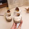 2026 Spring/Autumn Floral Bow Princess Flats - Girls' Mary Jane Leather Shoes for Toddlers