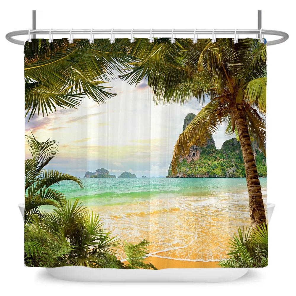 ocean beach shell Print bathroom waterproof shower curtain shower curtain modern polyster home decor bathroom curtain with hooks