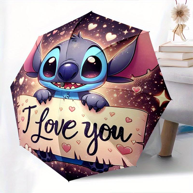 Stitch,Love Automatic folding umbrella, 8 ribs portable foldable design, best choice for business and going out, birthday, Halloween, Christ