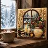 Christmas Home Decoration Faux Pearl Art Kit, DIY Snowman Painting 3D Festive Living Room Accents Xmas Scenes Crafting Project for Adults Beginners,