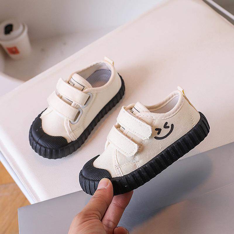 Children's Canvas Shoes Korean Version Smiling Face Casual Shoes Spring Boys Girls Shoes Academy Kindergarten Comfortable Daily
