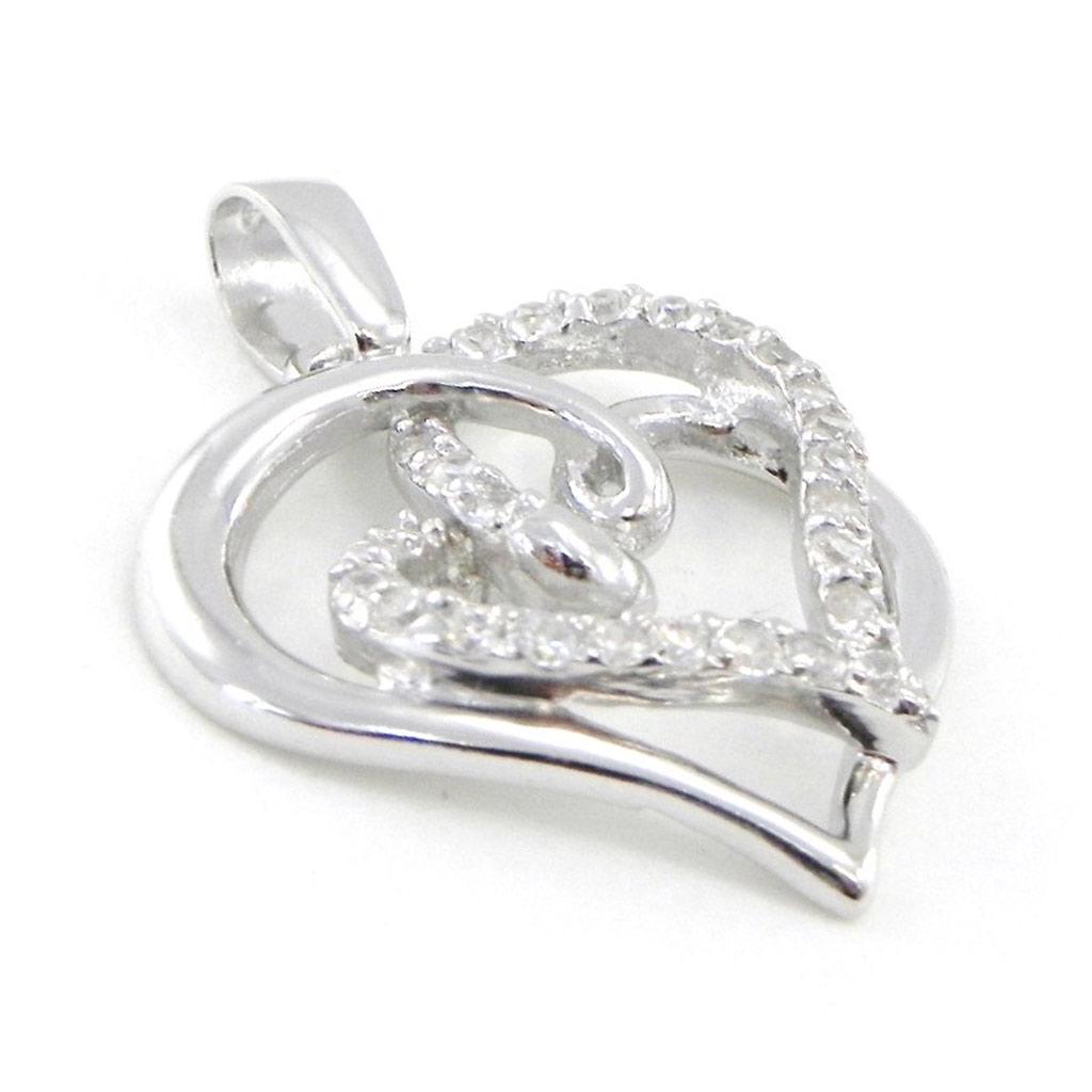 Les Trésors De Lily [I9075] - Pendentif Argent 'Love' blanc argenté (rhodié) - 28x22 mm