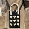 1 Peça Meninas Fofo Bolsas Transversais Ao Ar Livre Coreanas Mini Bolsa de Mão Quadrada Tricotada em Coração Para Mulheres Pequena Bolsa de Ombro para Celular