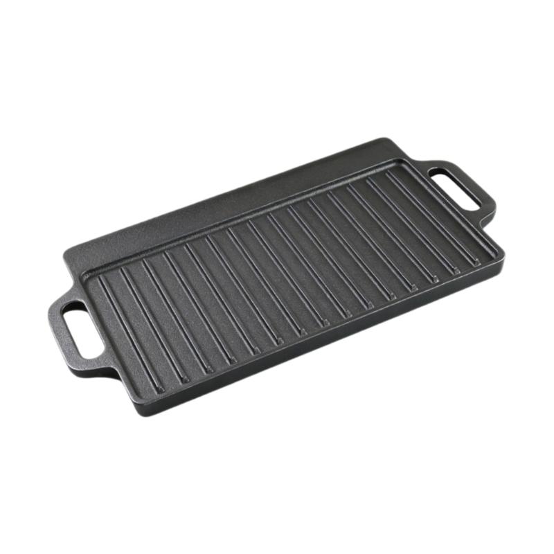 Professional Wrought Iron Reversible Grill Griddle Pan with Handle Perfect For Stovetop Oven Camping Even Heating