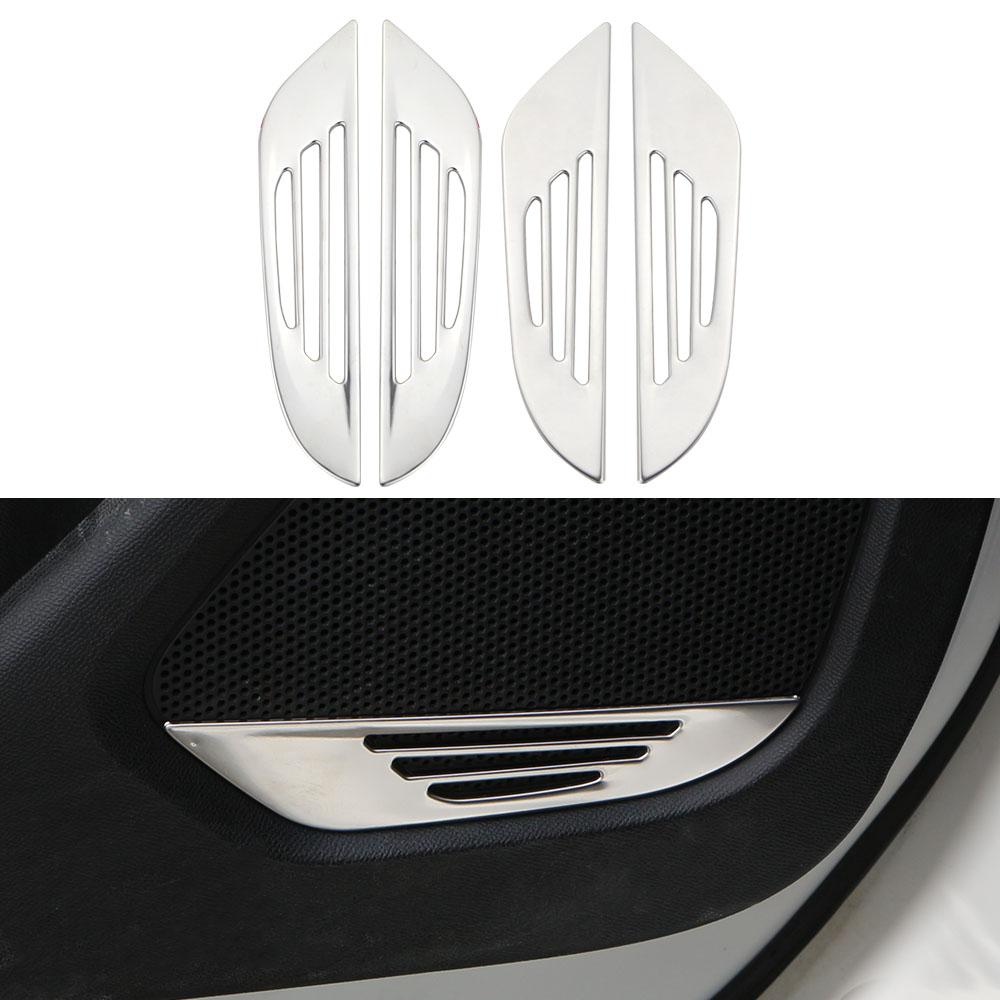

4 шт. Накладка на кромку динамика внутренней двери автомобиля из нержавеющей стали для Peugeot 2008 E2008 2020-2022, стайлинг автомобиля серебряный