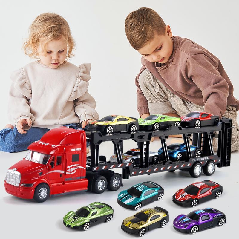 Alloy toy cars, large trucks, packaging boxes, truck transportation vehicles, boy model set toys, alloy truck head toys