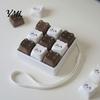 Mechanical Keyboard Toy Cartoon Dog Fidget Toy, 1/2/3/4/9-Key Push Button Stress Tactile Feedback Relief Mini for Backpack Handbag Purse Charm