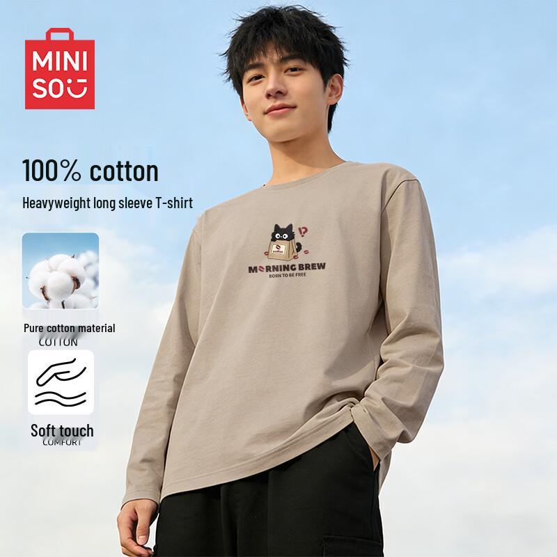 MINISO Men's Pure Cotton Long Sleeve T-Shirt