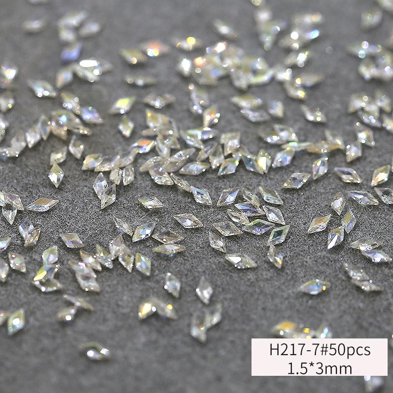 Popular Flat Back Rhombus Glass Nail Diamond Shiny Crystal Cubic Zirconia Nail Charms Nail Art Rhinestone