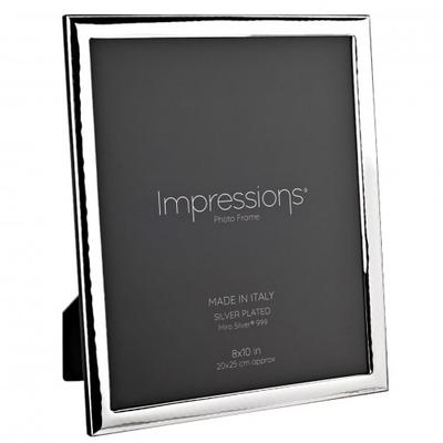 Impressions 999 Silver Narrow Hammered Photo Frame 8 X 10 Wood Back Made In Italy