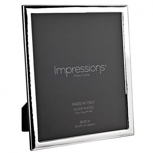 Impressions 999 Silver Narrow Hammered Photo Frame 8 x 10 Wood Back Made In Italy
