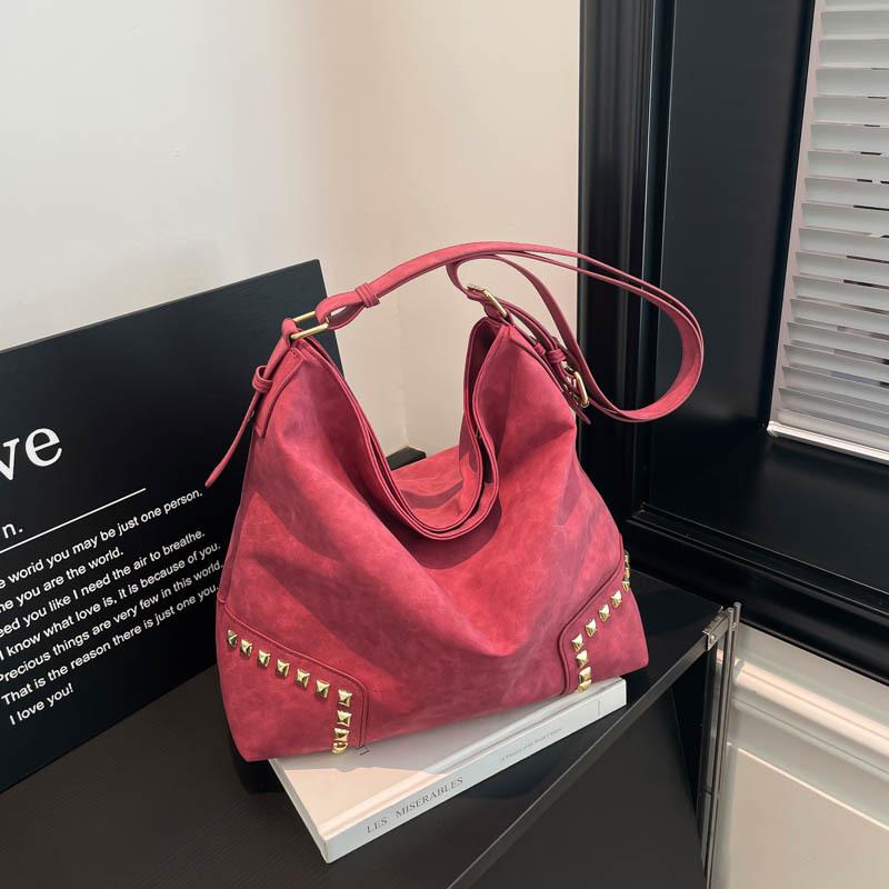 Vintage Faux Suede Women Shoulder Bags Large Capacity Rivet Female Handbag Casual Big Totes Lady Crossbody Bag Ladies Hand Bags