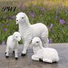 Statuetă de Grădină cu Oi Figurină Miel din Rășină Sculptură Animal de Fermă Rustic Familie Mică pentru Grădină de Zâne Patio Decor Peisagistic Decor Acasă
