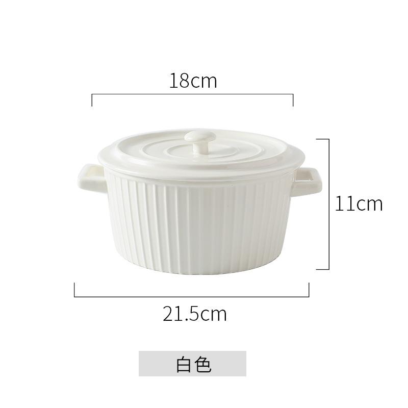 Direct Supply European Binaural Soup Bowl With Lid Large Student Instant Noodle Bowl Ceramic Large Bowl Soup Bowl Household Noodle Bowl