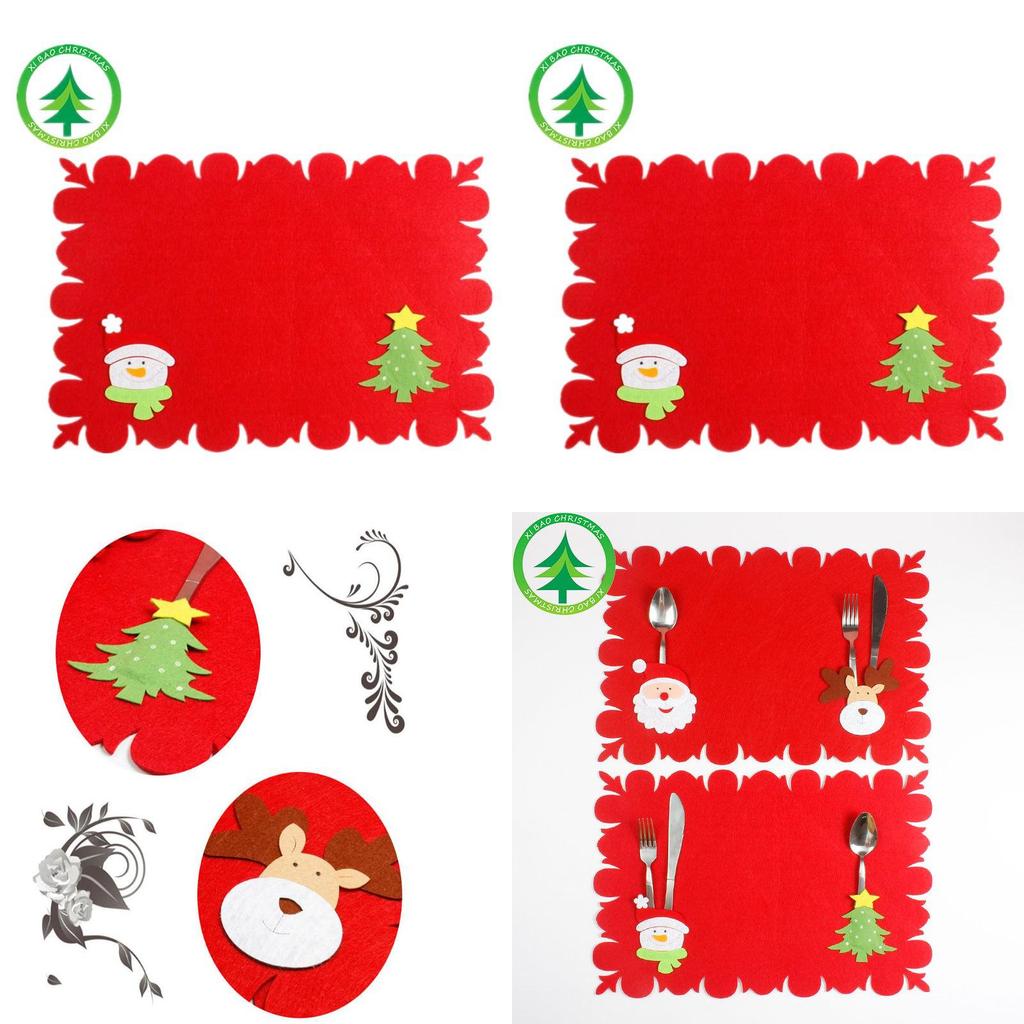 Slavnostní vánoční prostírání Santa Claus, běhoun na stůl s držákem na příbory pro setkání