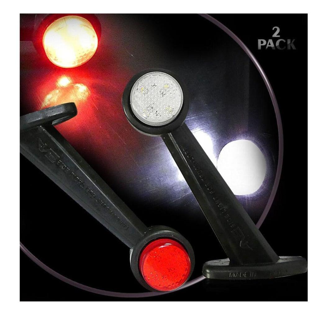 6 SMD Rubber Stalk Side Marker Light – Red/Clear Outline Lamp 12V Flexible Rubber Base | Compatible with Truck, Caravan, Kenworth, (Set of 4)