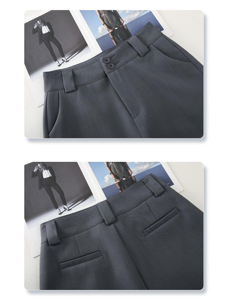 Spring 2025 Women's High-Waist White A-Line Suit Shorts - Casual, Loose Wide-Leg Design