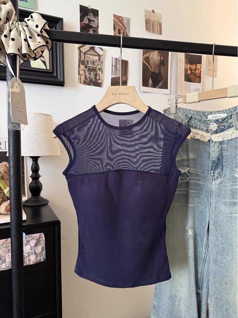 

Острая девушка Ретро Пэчворк Сетка Круглый вырез Приталенная футболка с красивой спиной One Size (Approximately 75-115 lbs)