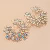 European and American diamond-set metal wind splicing flower earrings light luxury high-end earrings fashionable versatile personalized earrings