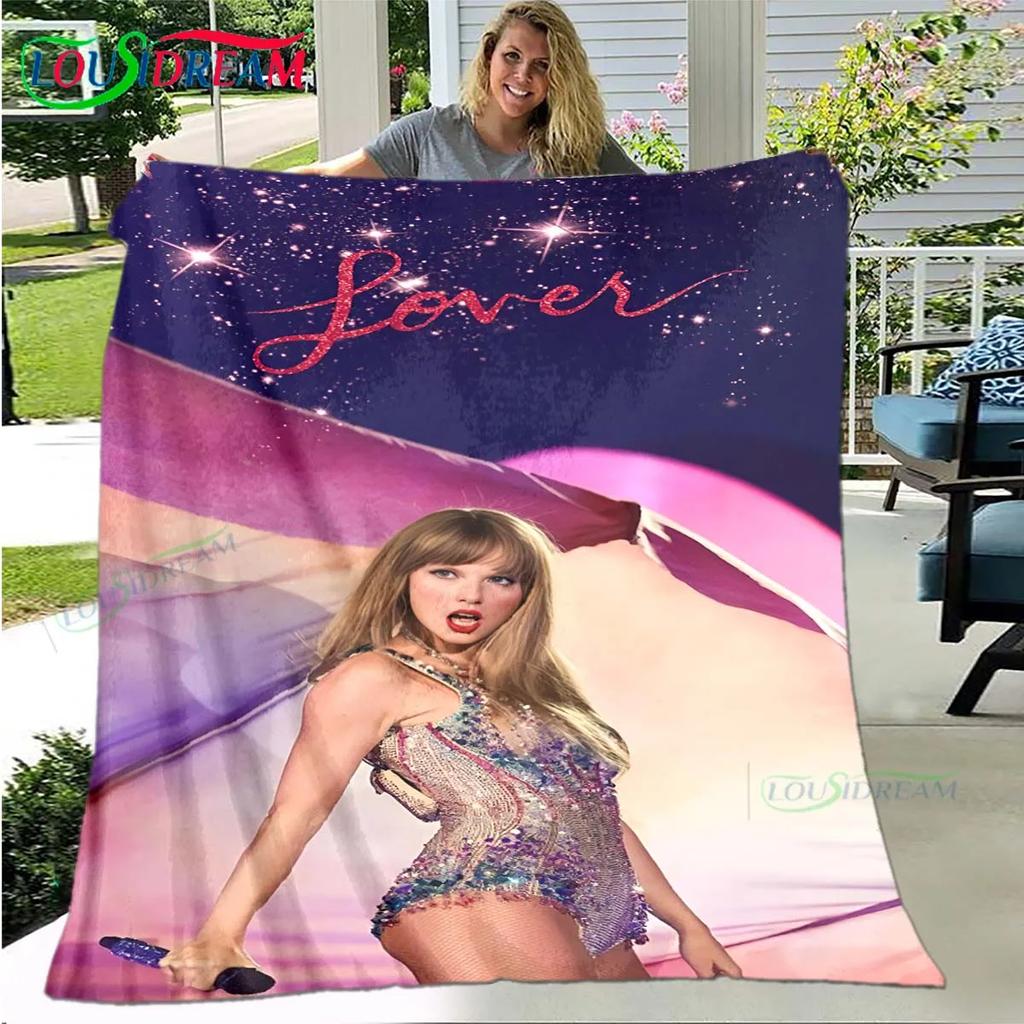 Hot Pop Female Diva Singer Pattern Blanket Flannel Thin Blanket Portable Home Travel Office Lunch Break Blanket Birthday Gift