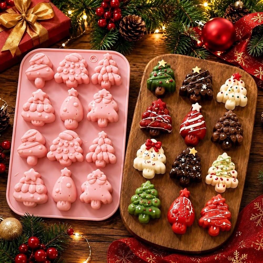 Heat-Resistant Christmas Tree Mold 12 Cavity Chocolate Mold Resin Craft Mold  DIY Craft Projects