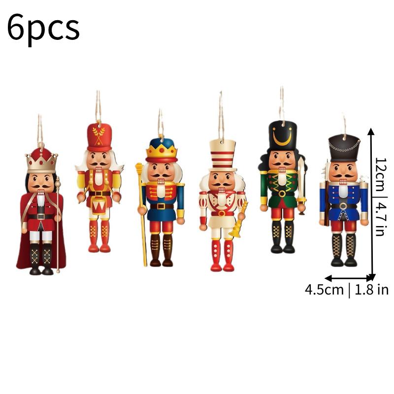 Pcs Nutcracker 6 Soldiers Wooden Pendant Hanging Decorations Christmas Gift