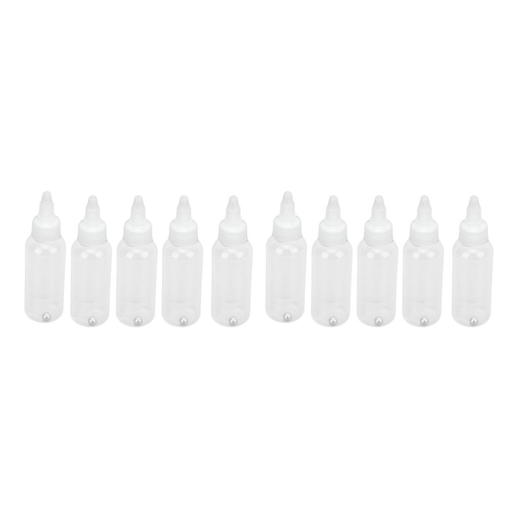 10Pcs Pigment Dispensing Bottle 60ml Durable Plastic Roll Ball Widely Used Hair Oil Bottle for Oil Pigment Solvent