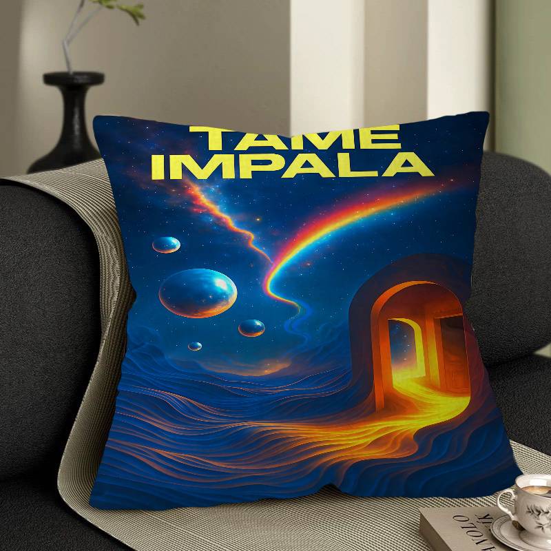 Neue Tame Impala Psychedelische Kissenhülle Kissenbezug Auto Wurfkissenbezug Für Sofa Auto Weihnachtsgeschenk 40x40cm 45x45cm