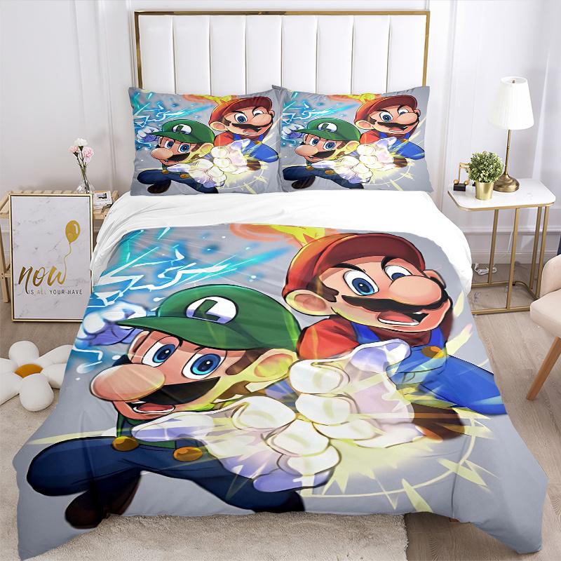 3pcs Mario and Luigi's Epic Battle Print Cover Set Ultra Soft, Breathable, and Comfortable Bedding with Stylish Design for Bedroom and Guest Room