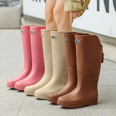 Bottes de pluie tendance pour femmes, antidérapantes, semelles épaisses, bottes de pluie à tube long pour l'extérieur, imperméables, résistantes à l'usure, pour la cuisine