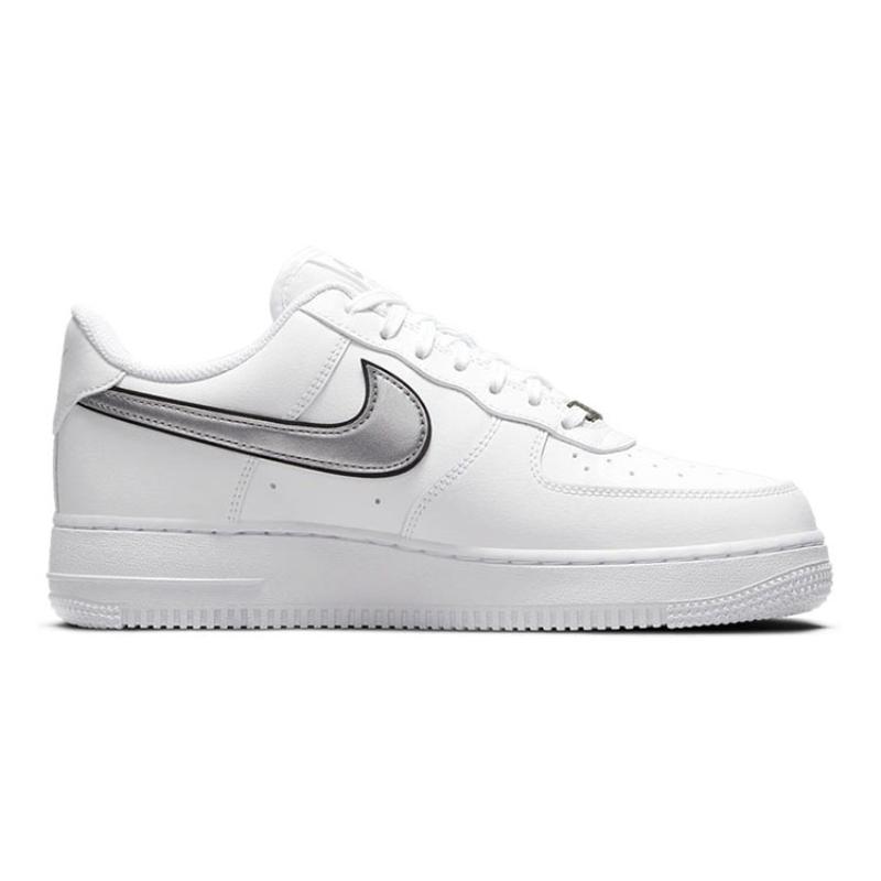 Nike Air Force 1 Low '07 Essential White Metallic Silver Black Women's Sneakers DD1523-100