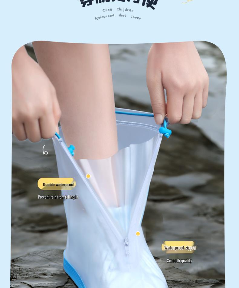 Mei Kids' Waterproof Non-slip Rain Shoe Covers for Boys & Girls - Durable, Thickened Overshoes.