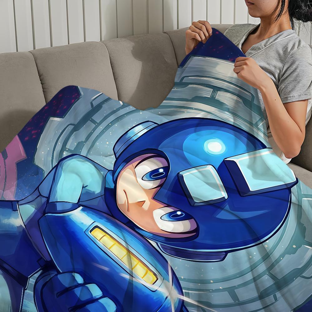 Cool Classic Game M-Mega Man Blanket Blanket for Couch Sofa Travel Home Picni Flannel Blanket Birthday Gift Warm Comfortable