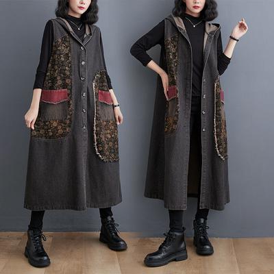 Fashion Autumn Slim Korean Female Long Coat Long Sleeve Tunic Windbreaker Plus Size Women Denim Trench