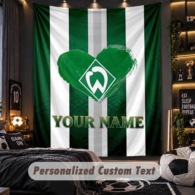 TapestryWerder Bremen FC Custom Name Text Personalized Wall Hanging Tapestry Home Wall Decor