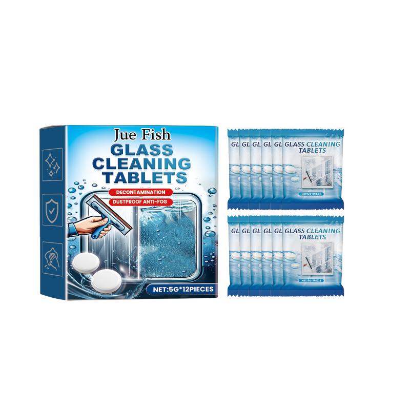 Shower Door Glass Cleaner Tablet Powerful Descaler Removes Hard Water Residue from Bathroom Mirror and Window Surfaces