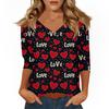 Women's T Shirt Print 3/4 Sleeve Daily Weekend Fashion Basic V- Neck Regular Top